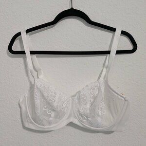 Delimira Women's Balconette Lace Unlined Underwire White Bra NWT (Size 40C)